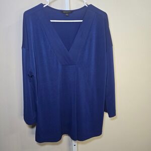 Banana Republic Women's Blue Long Sleeve V Neck Tunic Top sz L‎